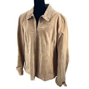 Coldwater Creek Suede Camel Tan Zip up Jacket Large